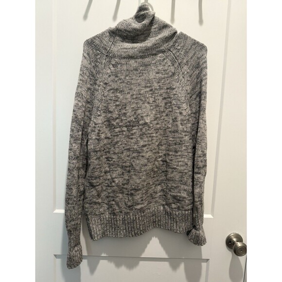 Athleta Traverse City Merino Wool Cowlneck Sweater Large Drawstring Gray Heather - Picture 6 of 6